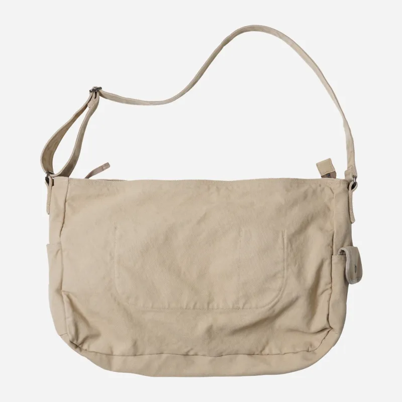 HEAVY CANVAS SHOULDER BAG - BEIGE made by FrizmWORKS