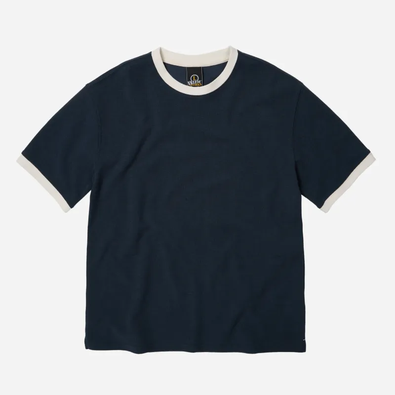 TERRY RINGER HALF T-SHIRT - NAVY sold by FrizmWORKS