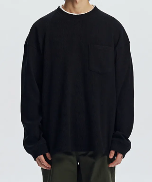 OVERSIZED WAFFLE POCKET T-SHIRT - BLACK sold by FrizmWORKS product image thumbnail 3