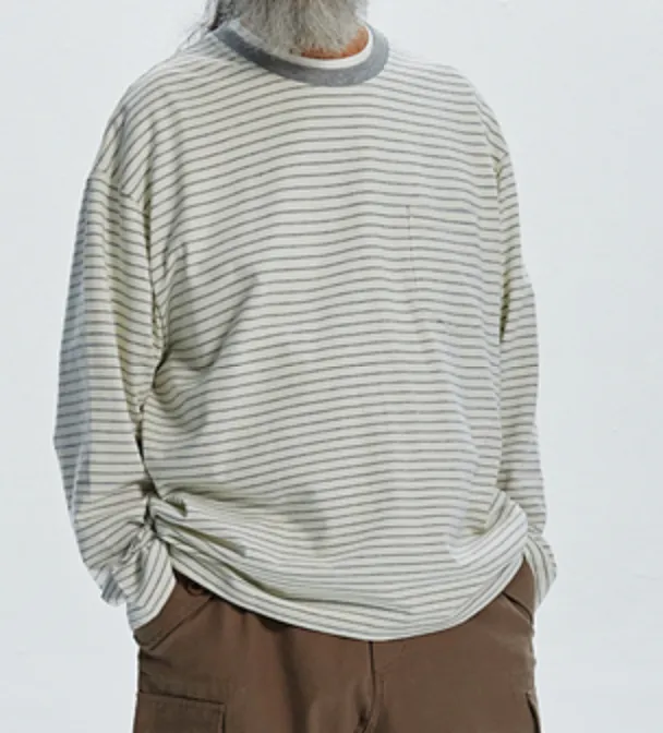 STRIPE RELAXED LS T-SHIRT - IVORY sold by FrizmWORKS product image thumbnail 3