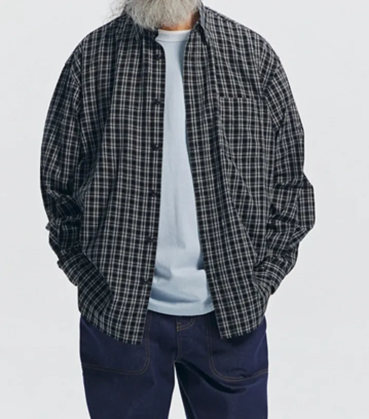 SEERSUCKER CHECKED SHIRT - BLACK sold by FrizmWORKS product image thumbnail 3