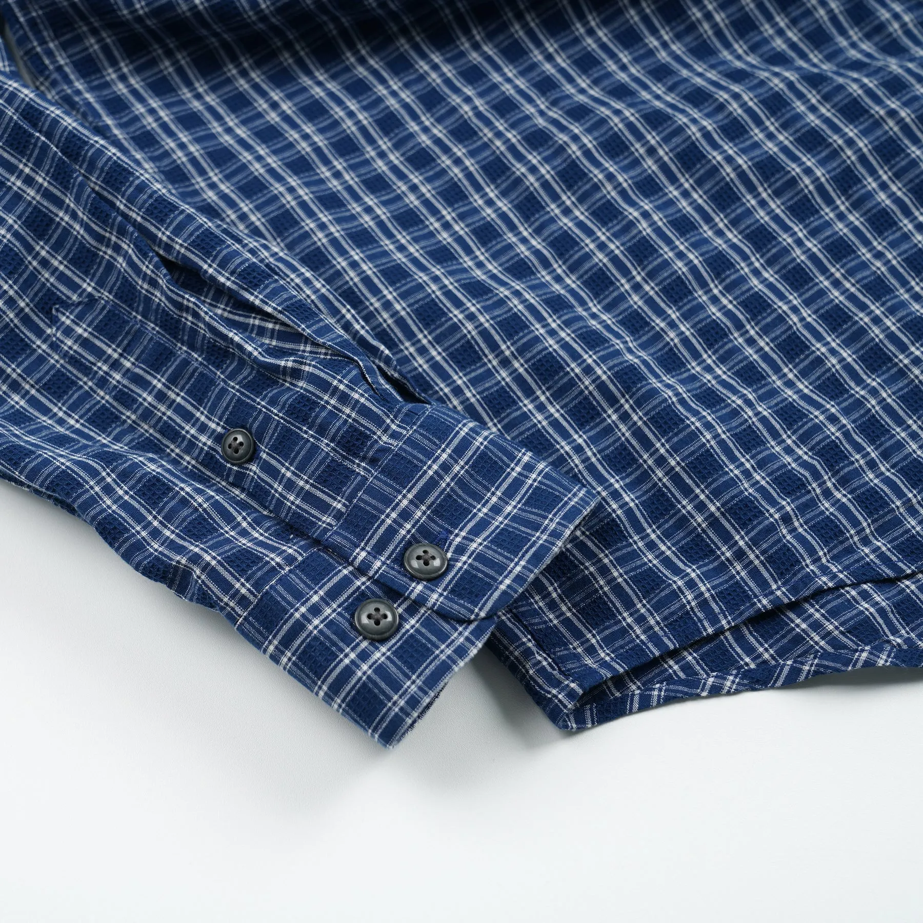SEERSUCKER CHECKED SHIRT - BLUE sold by FrizmWORKS product image thumbnail 5