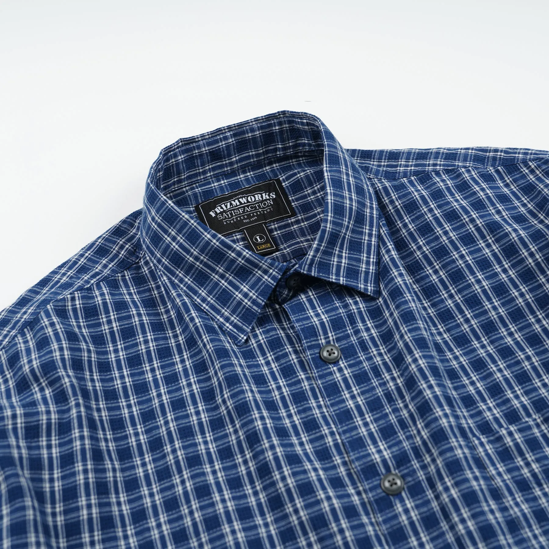 SEERSUCKER CHECKED SHIRT - BLUE sold by FrizmWORKS product image thumbnail 3