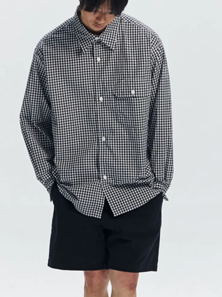 EASE GINGHAM CHECK SHIRT - BLACK sold by FrizmWORKS product image thumbnail 3