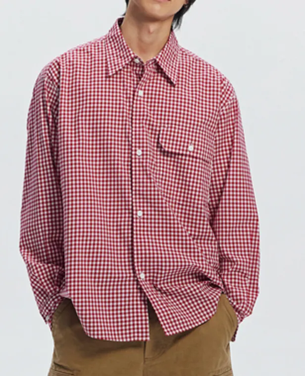 EASE GINGHAM CHECK SHIRT - RED sold by FrizmWORKS product image thumbnail 3