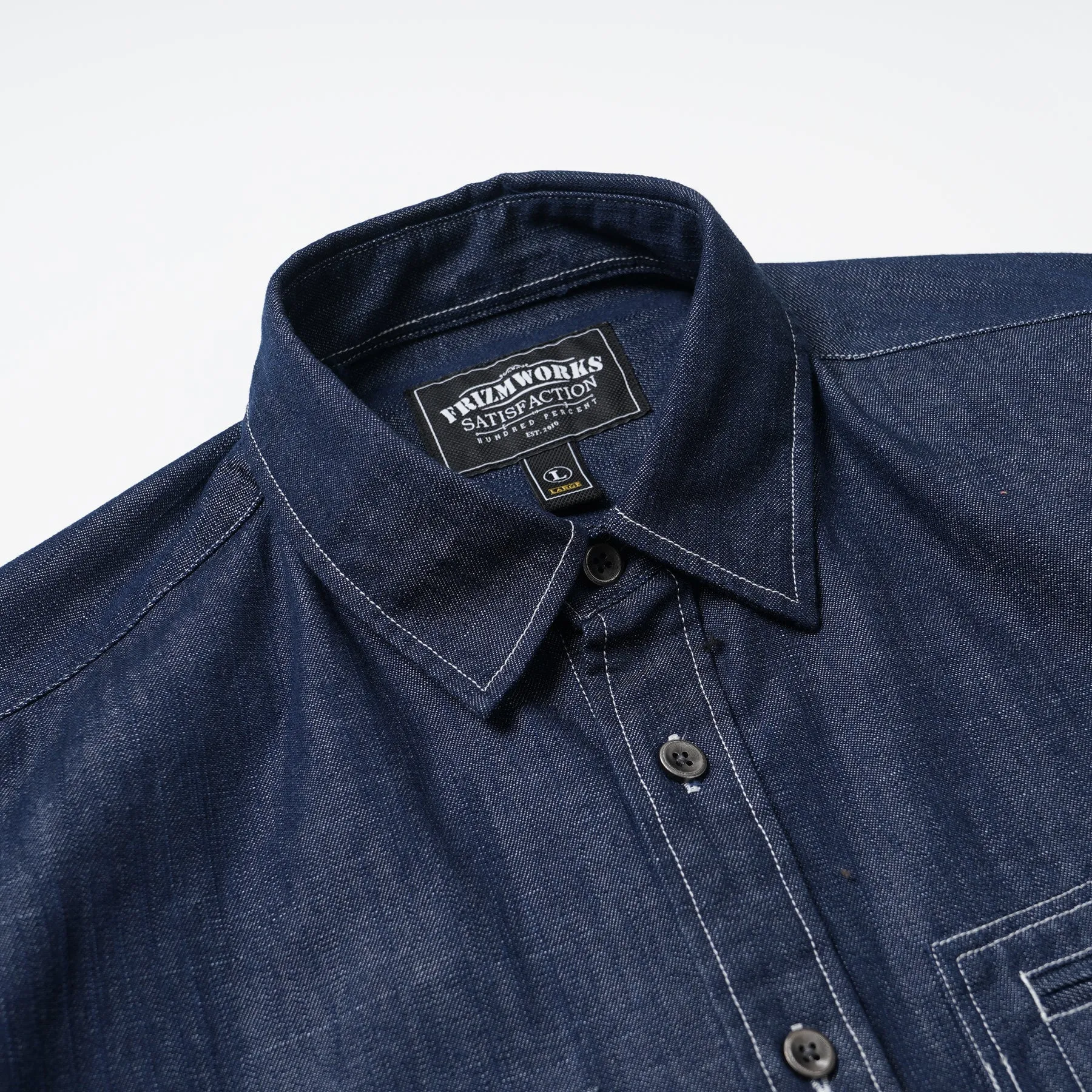 DENIM CARPENTER POCKET WORK SHIRT - INDIGO STRIPE sold by FrizmWORKS product image thumbnail 4