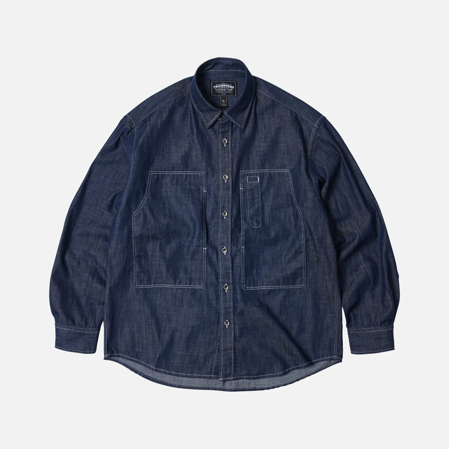 DENIM CARPENTER POCKET WORK SHIRT - INDIGO STRIPE sold by FrizmWORKS