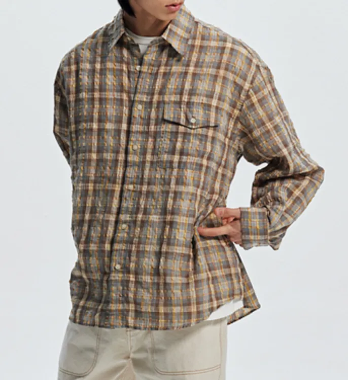 UNEVEN CHECKED SHIRT - YELLOW sold by FrizmWORKS product image thumbnail 3