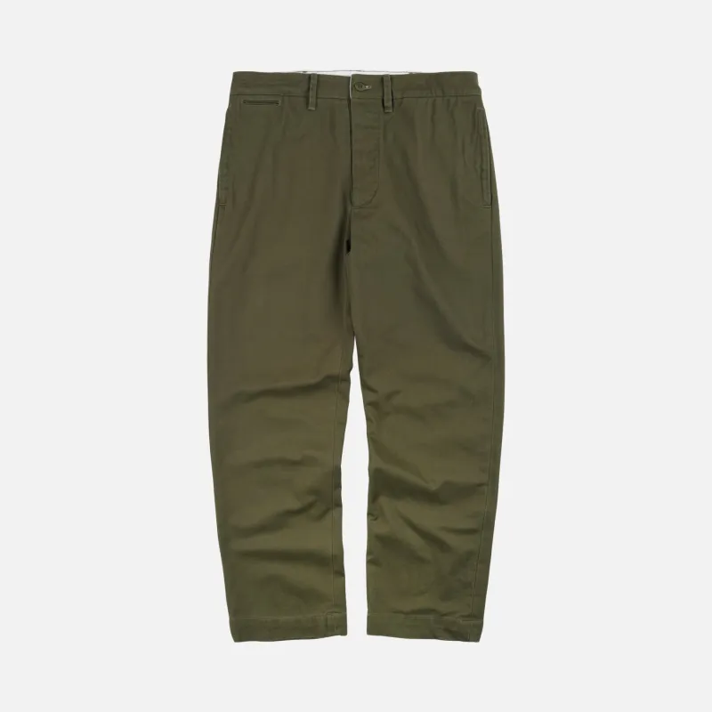 WASHED OFFICER CHINO PANTS - OLIVE sold by FrizmWORKS