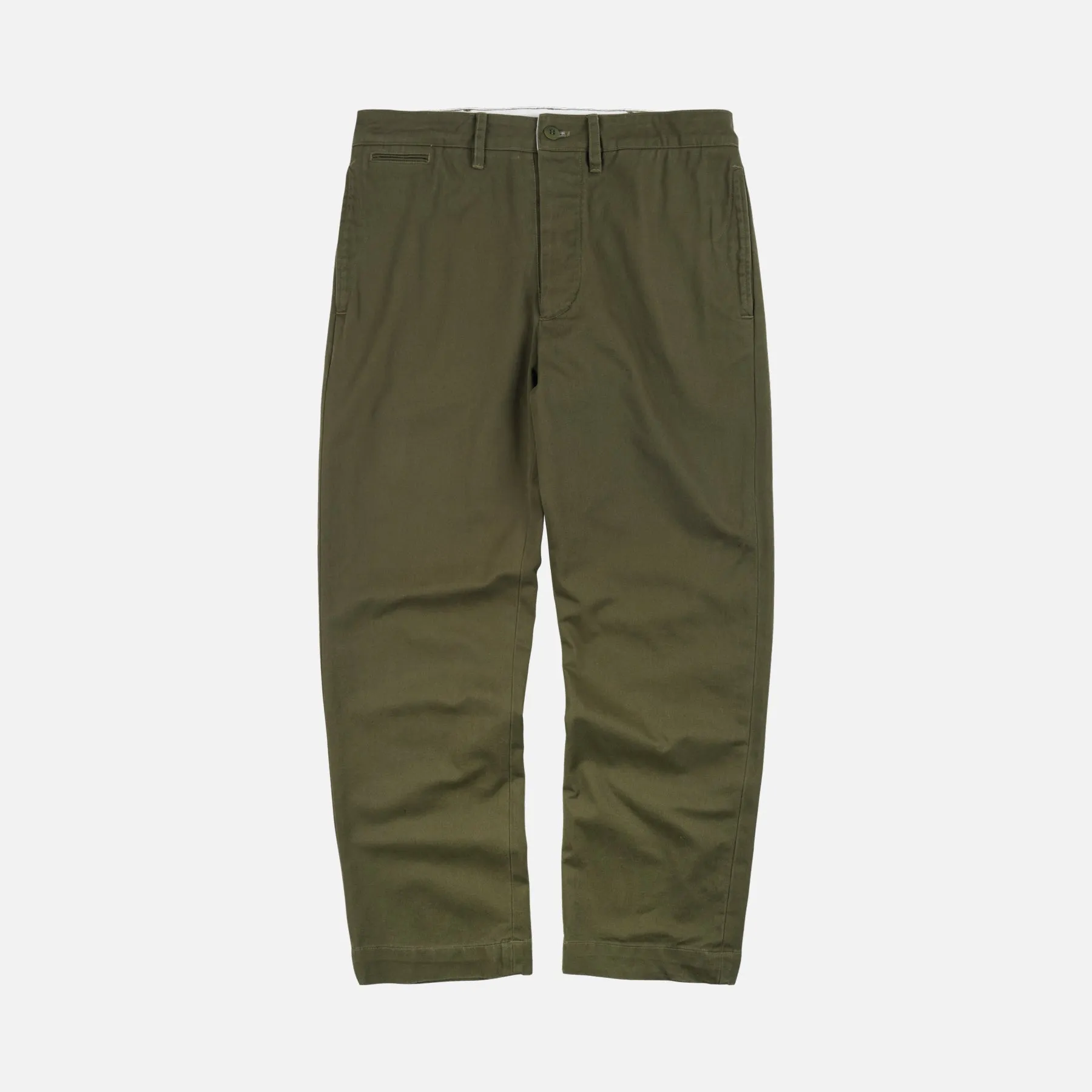 WASHED OFFICER CHINO PANTS - OLIVE sold by FrizmWORKS