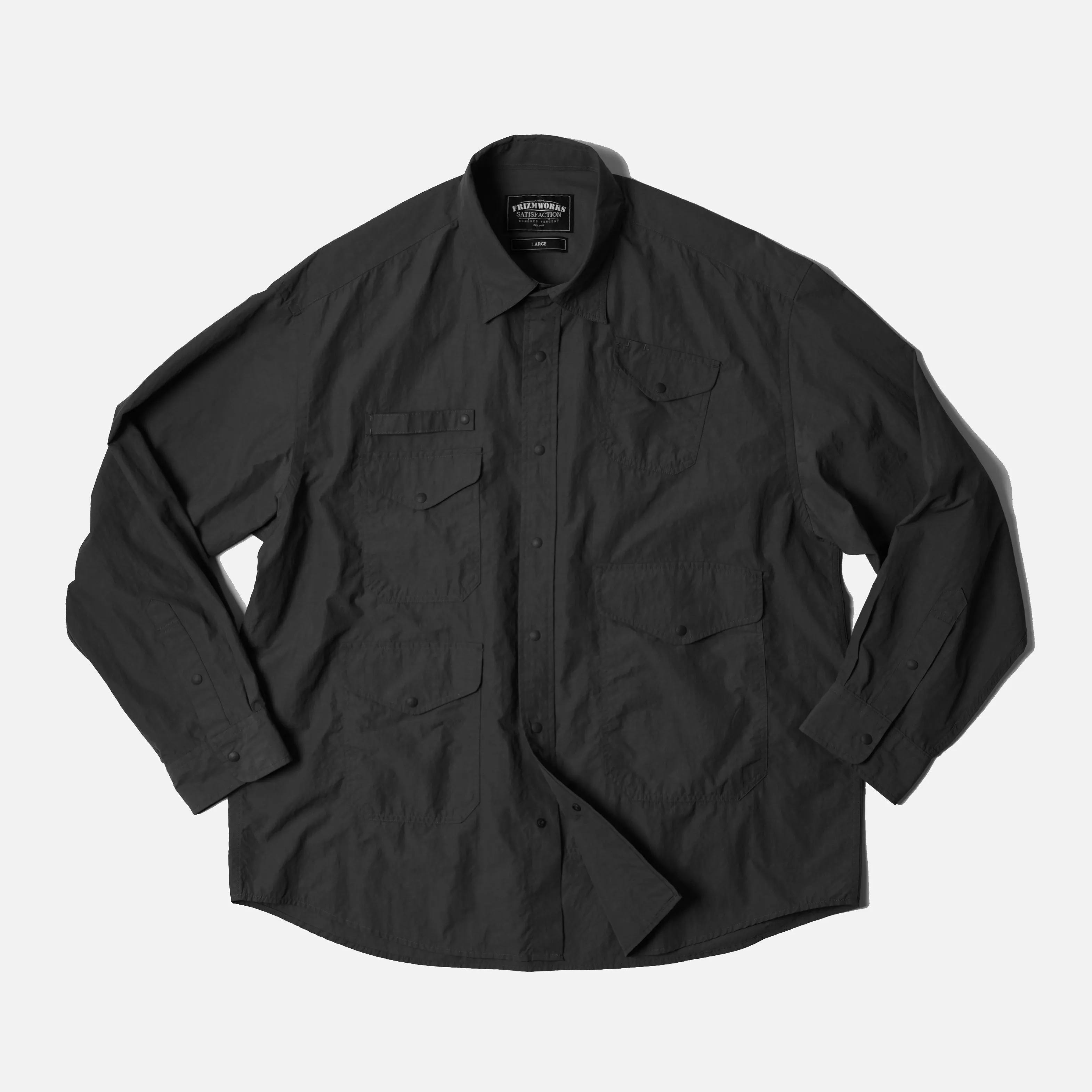 NYLON UTILITY POCKET OVERSHIRT - BLACK sold by FrizmWORKS