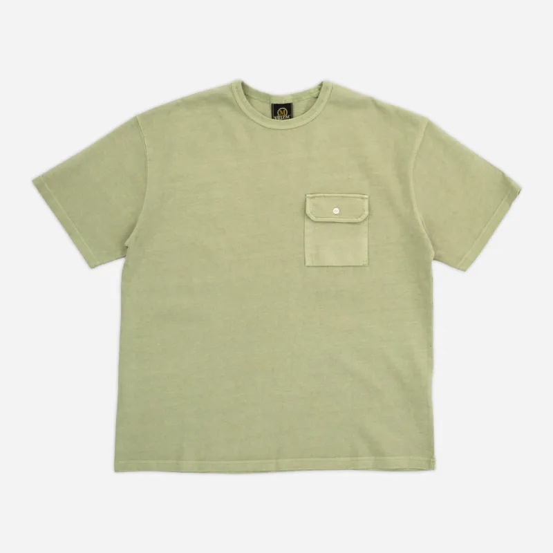 CIGARETTE POCKET PIGMENT DYEING T-SHIRT - GREEN sold by FrizmWORKS