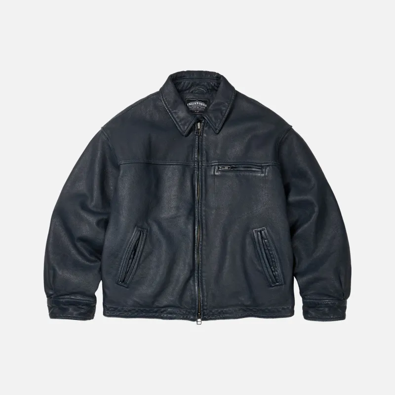 DESTROYED LEATHER JACKET - WASHED NAVY sold by FrizmWORKS