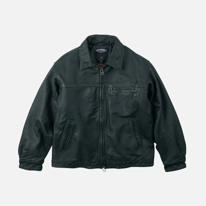 DESTROYED LEATHER JACKET - WASHED OLIVE sold by FrizmWORKS