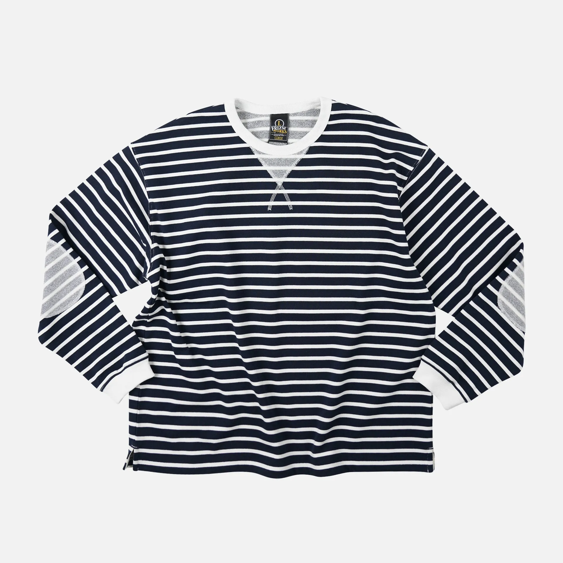 LOOP PATCH L/S T-SHIRT - STRIPE NAVY sold by FrizmWORKS