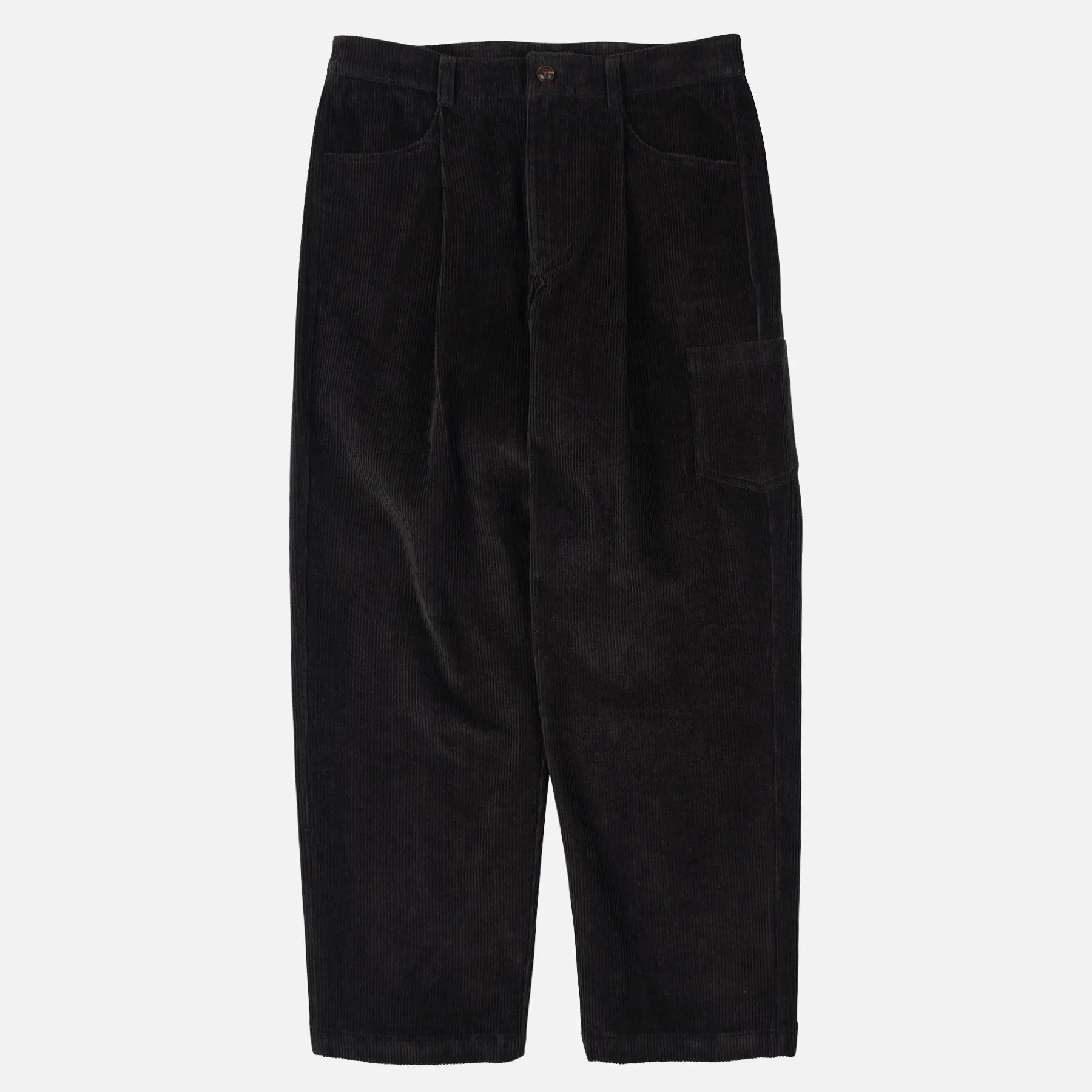 CORDUROY WIDE ONE TUCK PANTS - CHARCOAL sold by FrizmWORKS