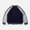 WOOL VARSITY CARDIGAN - NAVY/GREY sold by FrizmWORKS