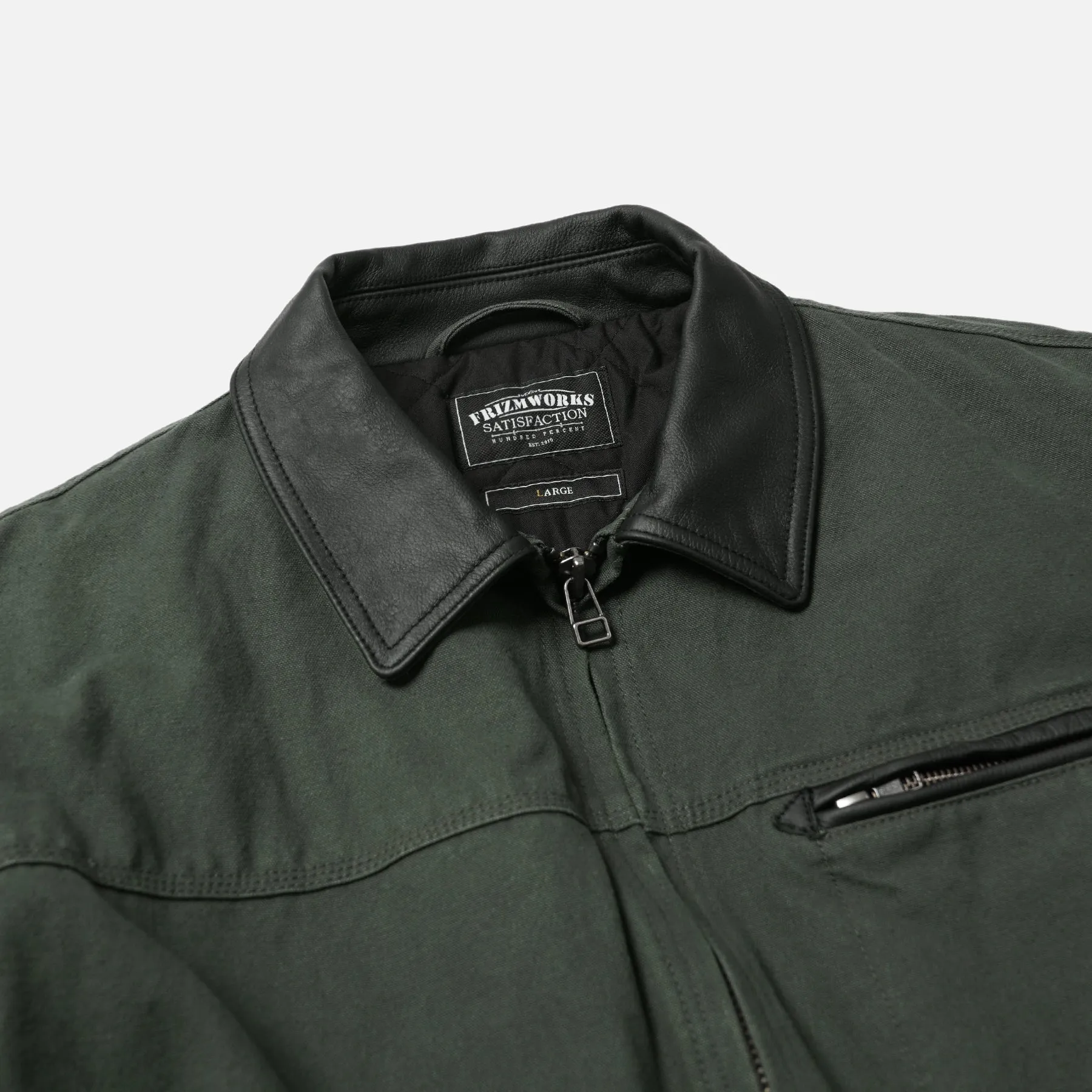 HEAVY CANVAS DESTROYED WORK JACKET - OLIVE sold by FrizmWORKS product image thumbnail 4