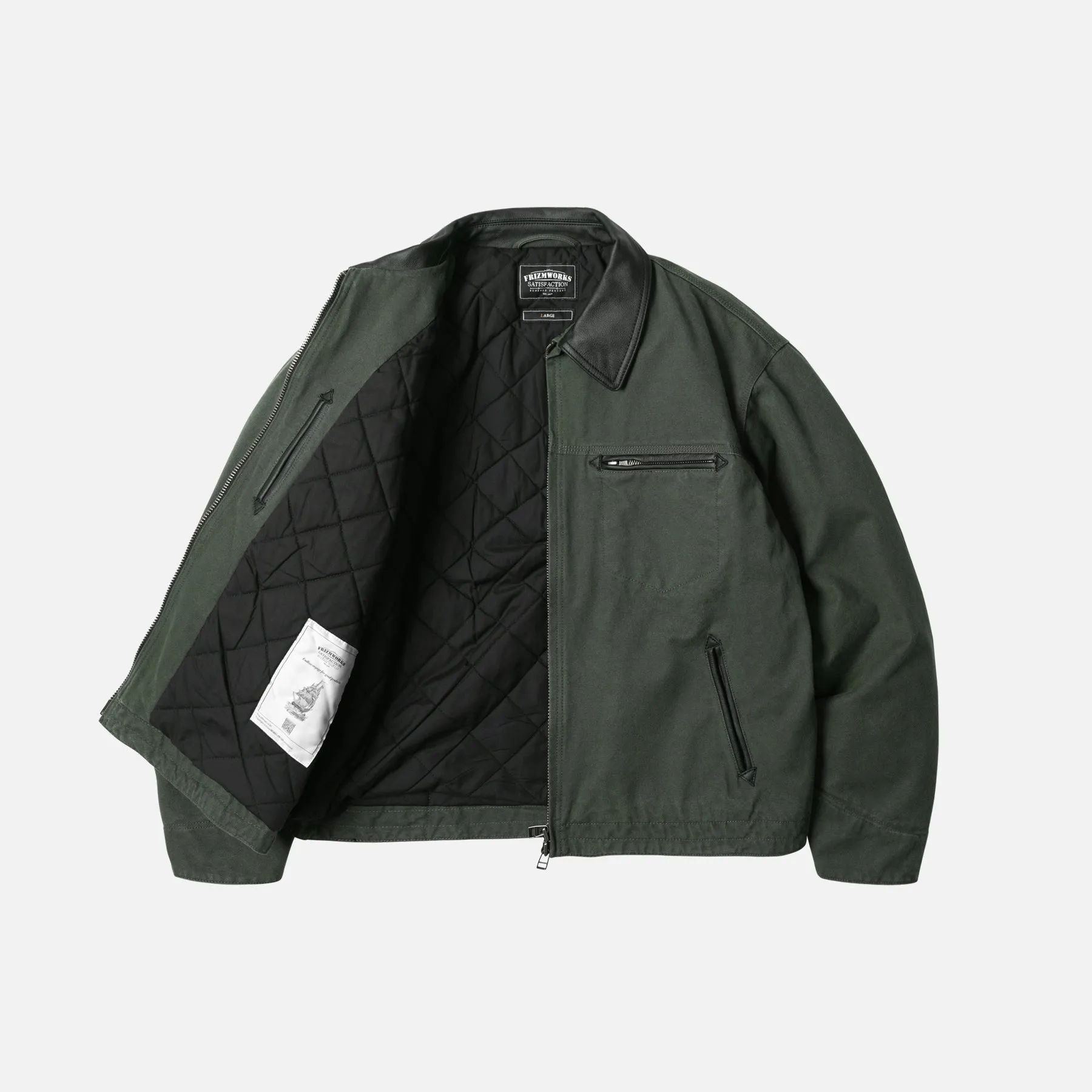 HEAVY CANVAS DESTROYED WORK JACKET - OLIVE sold by FrizmWORKS product image thumbnail 2
