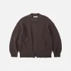 WOOL DECK ZIP UP CARDIGAN - CHOCO BROWN sold by FrizmWORKS