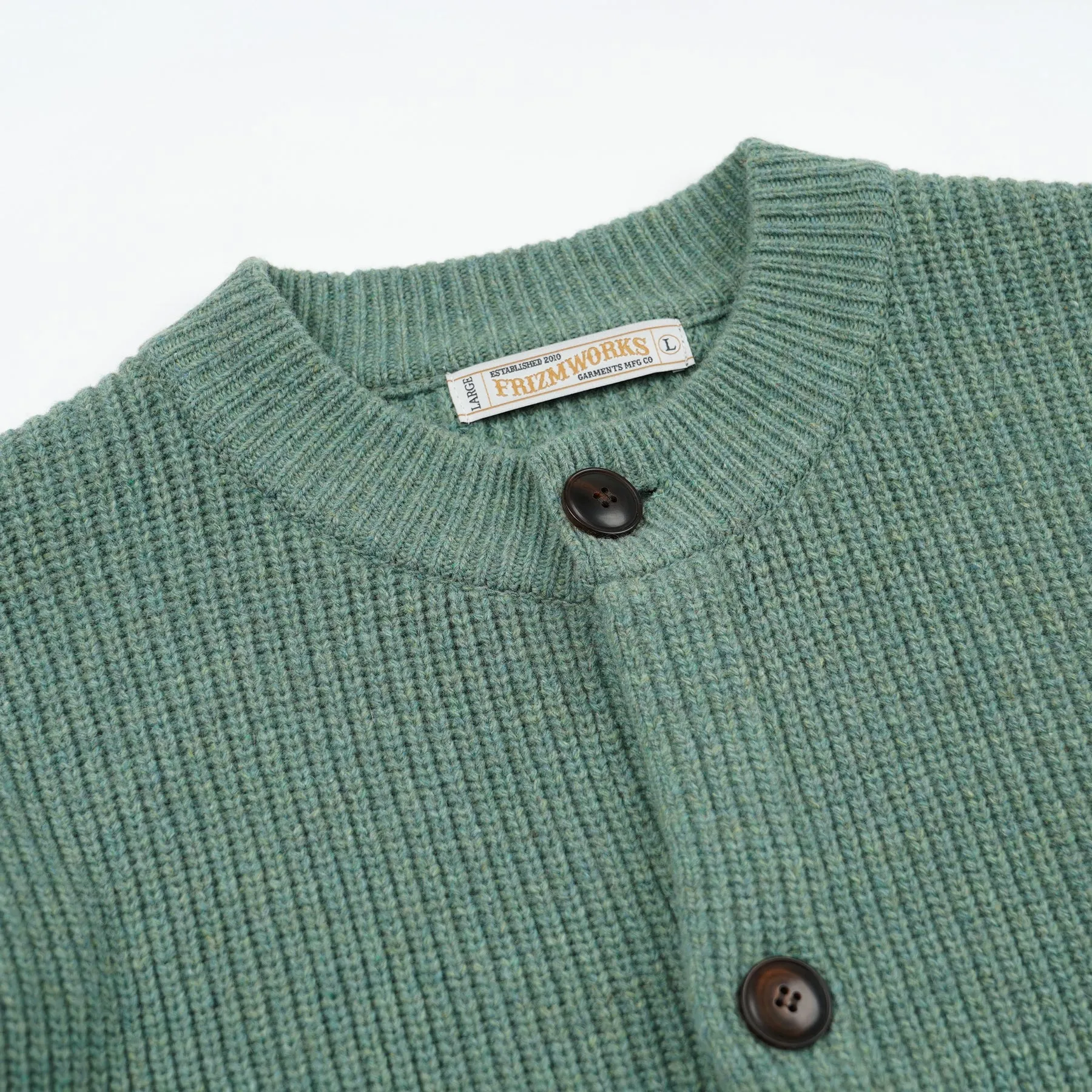 HEAVY WOOL ROUND CARDIGAN - JADE GREEN sold by FrizmWORKS product image thumbnail 3