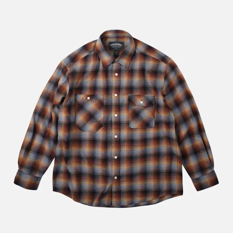 FLANNEL CHECK WORK SHIRT - BROWN SKY made by FrizmWORKS