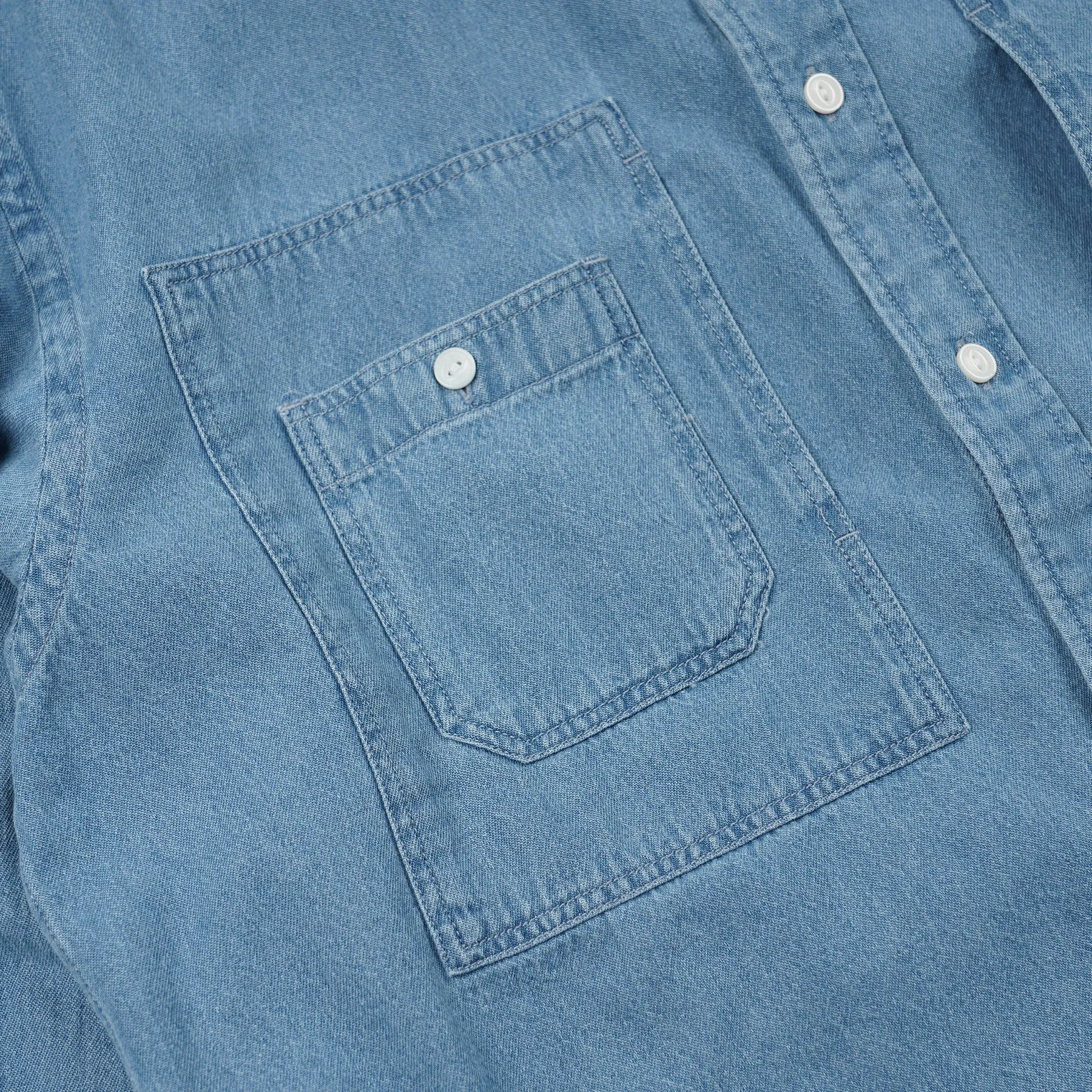 BLEACHED DENIM UTILITY SHIRT - MID BLUE sold by FrizmWORKS product image thumbnail 5