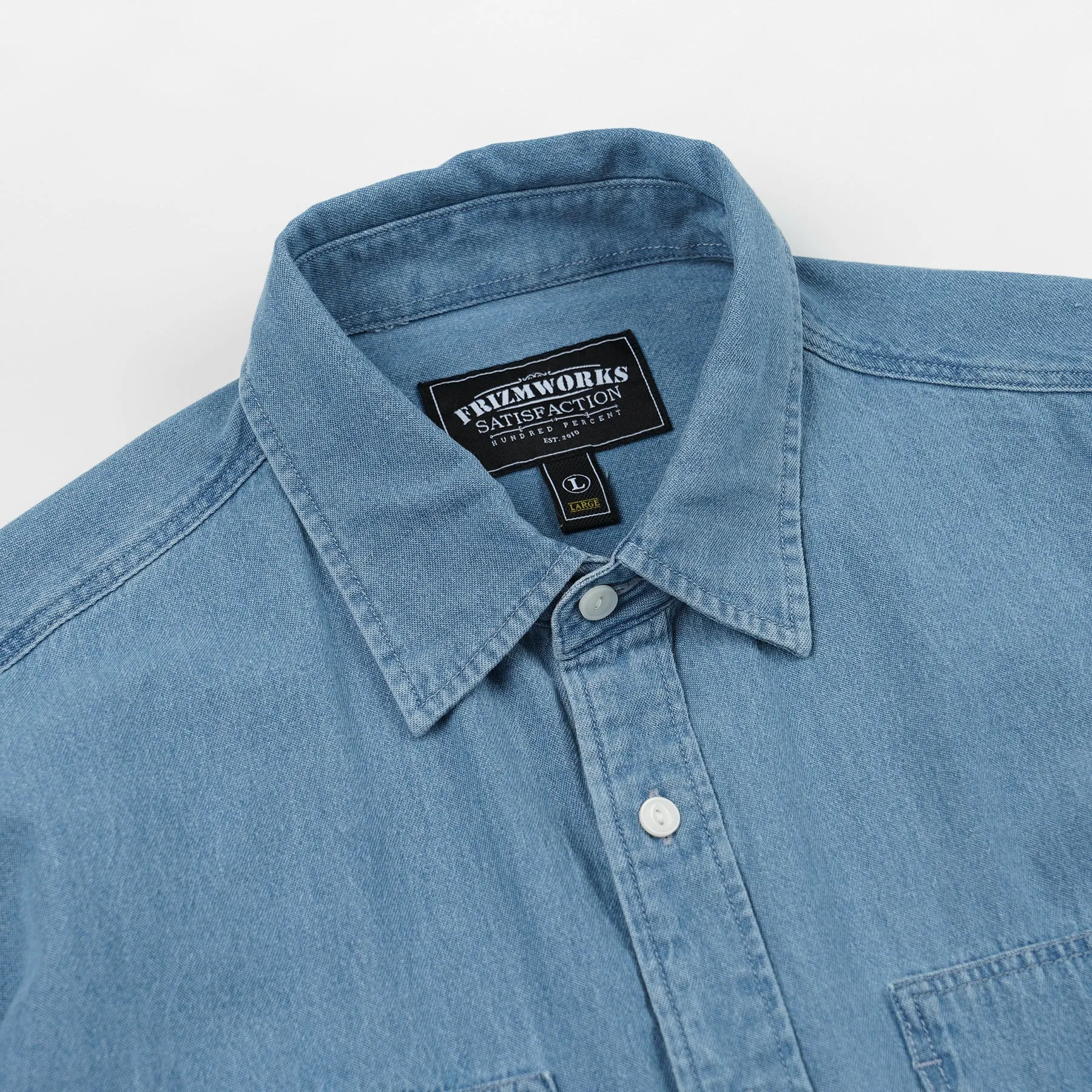 BLEACHED DENIM UTILITY SHIRT - MID BLUE sold by FrizmWORKS product image thumbnail 3