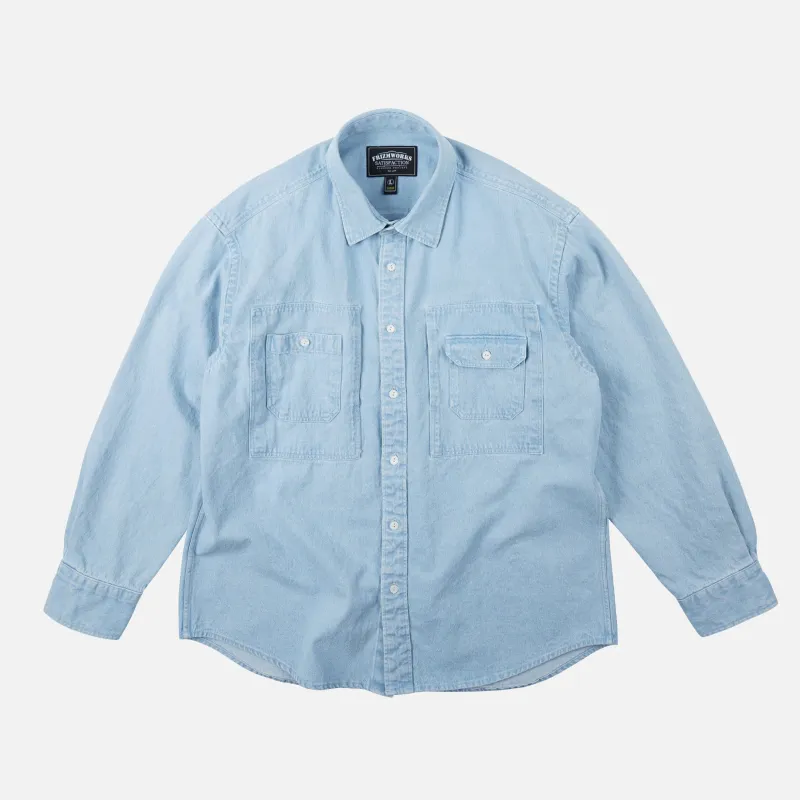 BLEACHED UTILITY SHIRT - LIGHT BLUE sold by FrizmWORKS