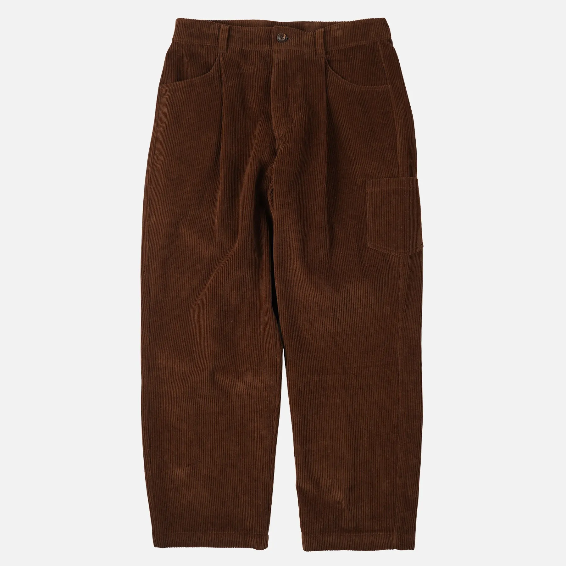 CORDUROY WIDE ONE TUCK PANTS - BROWN sold by FrizmWORKS