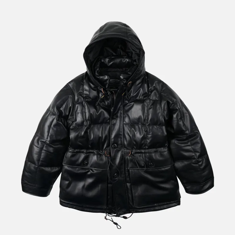 LEATHER KARAKORAM GOOSE DOWN PARKA JACKET - BLACK sold by FrizmWORKS