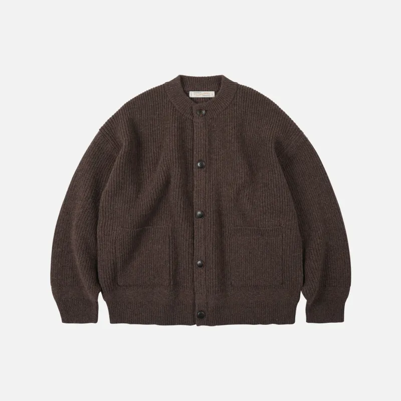 HEAVY WOOL ROUND CARDIGAN - CHOCO BROWN sold by FrizmWORKS