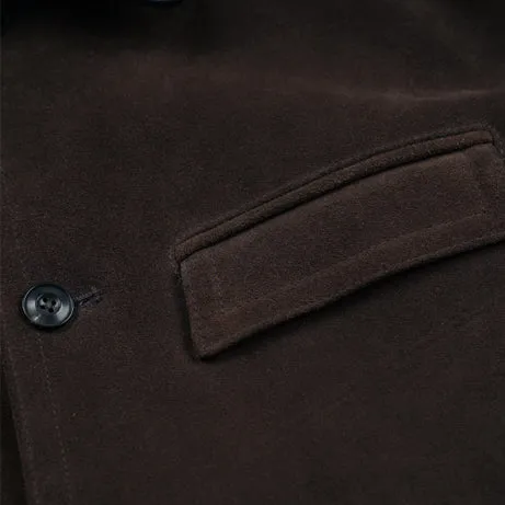 SUEDE FRENCH CAR COAT - DARK BROWN sold by FrizmWORKS product image thumbnail 4
