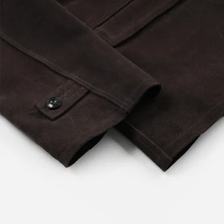 SUEDE FRENCH CAR COAT - DARK BROWN sold by FrizmWORKS product image thumbnail 5
