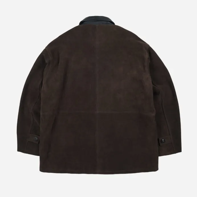 SUEDE FRENCH CAR COAT - DARK BROWN sold by FrizmWORKS product image thumbnail 2