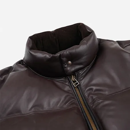 SNOWDON LEATHER DOWN JACKET - BROWN sold by FrizmWORKS product image thumbnail 5