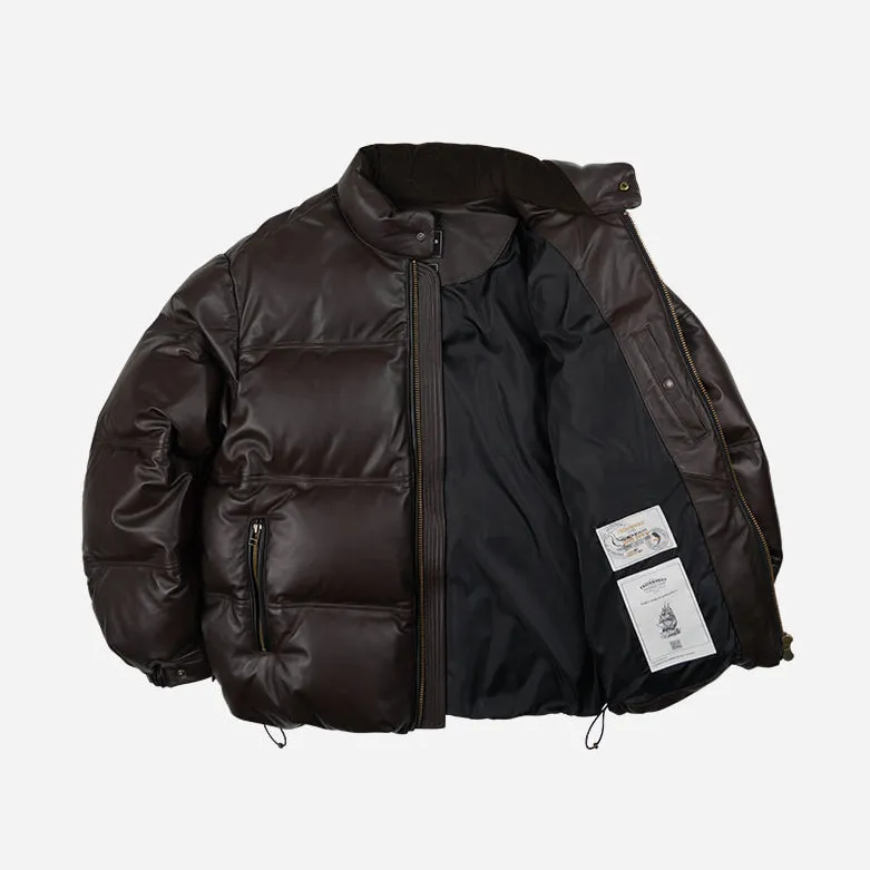 SNOWDON LEATHER DOWN JACKET - BROWN sold by FrizmWORKS product image thumbnail 2