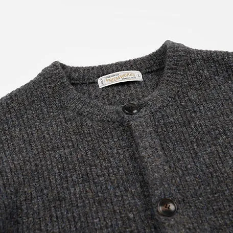 BRUSHED WOOL ROUND CARDIGAN - BROWN sold by FrizmWORKS product image thumbnail 2
