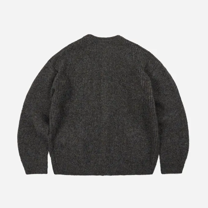 BRUSHED WOOL ROUND CARDIGAN - BROWN sold by FrizmWORKS product image thumbnail 3