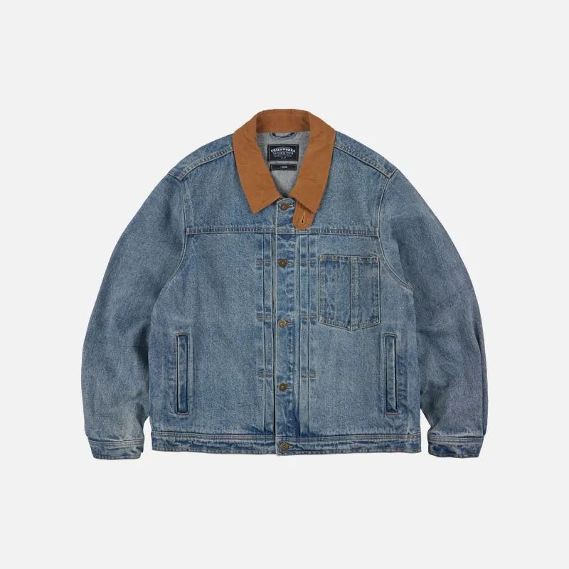 WASHED DENIM TRUCKER JACKET - BLUE made by FrizmWORKS