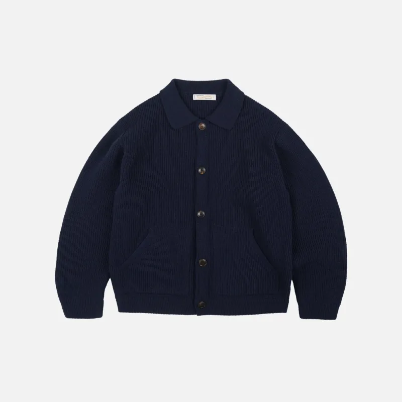 ULTRA HEAVYWEIGHT COLLAR CARDIGAN - NAVY made by FrizmWORKS