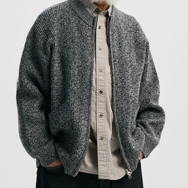 TWEED ZIP UP CARDIGAN - CHARCOAL sold by FrizmWORKS product image thumbnail 3