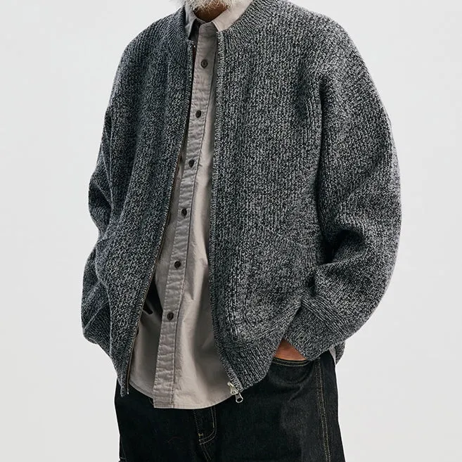 TWEED ZIP UP CARDIGAN - CHARCOAL sold by FrizmWORKS product image thumbnail 4