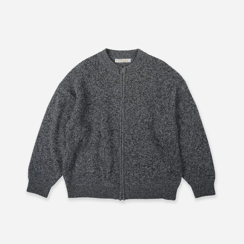 TWEED ZIP UP CARDIGAN - CHARCOAL made by FrizmWORKS