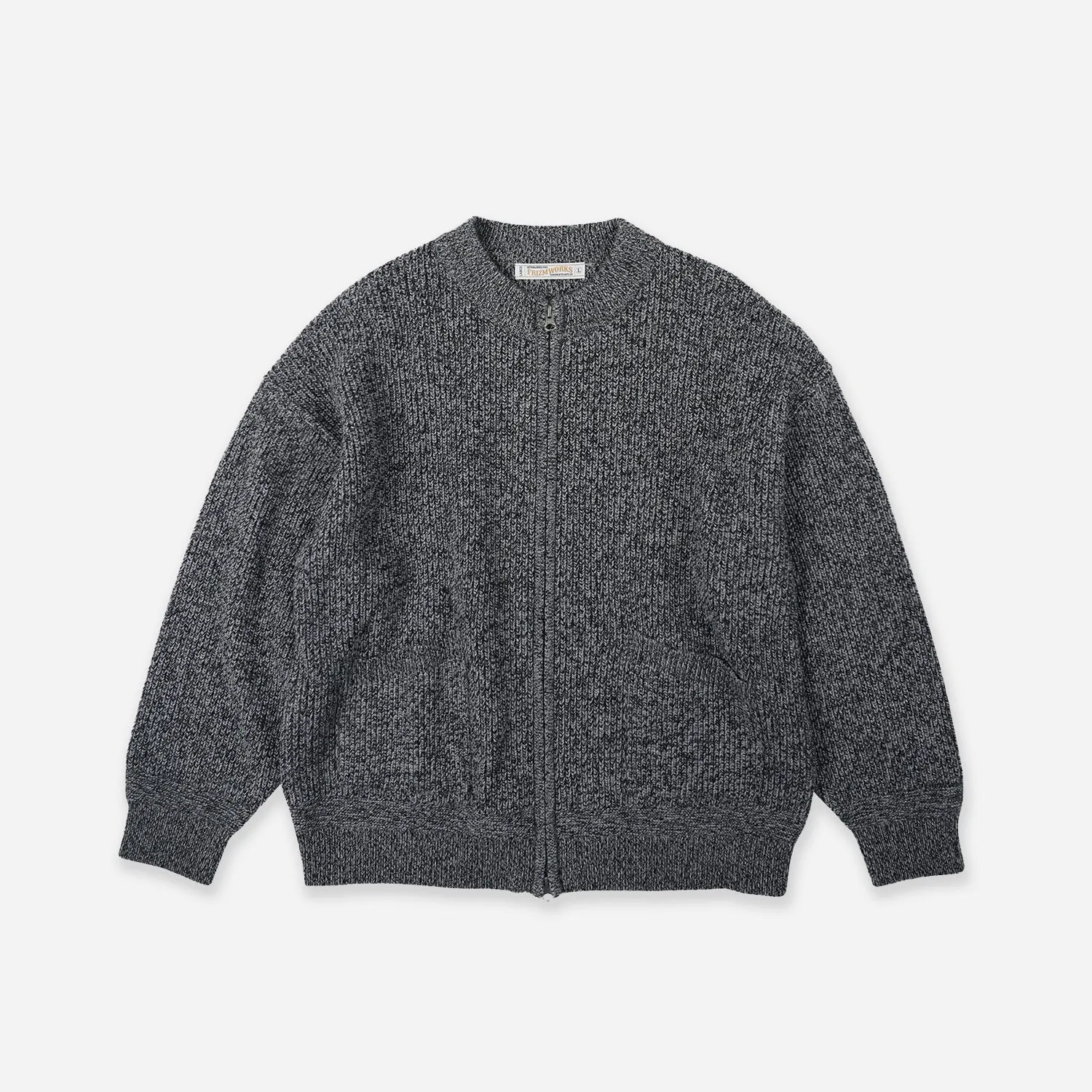 TWEED ZIP UP CARDIGAN - CHARCOAL sold by FrizmWORKS