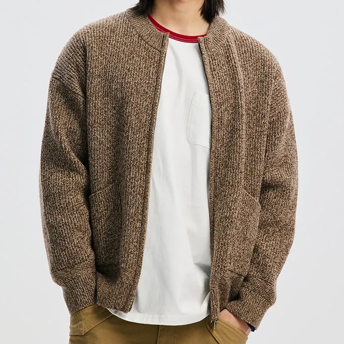 TWEED ZIP UP CARDIGAN - BROWN sold by FrizmWORKS product image thumbnail 3