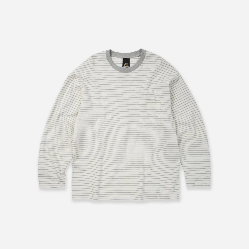 STRIPE RELAXED LONG SLEEVE T-SHIRT - IVORY made by FrizmWORKS