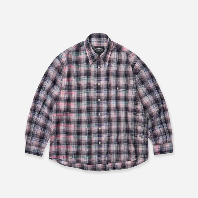 UNEVEN CHECKED SHIRT - PINK made by FrizmWORKS