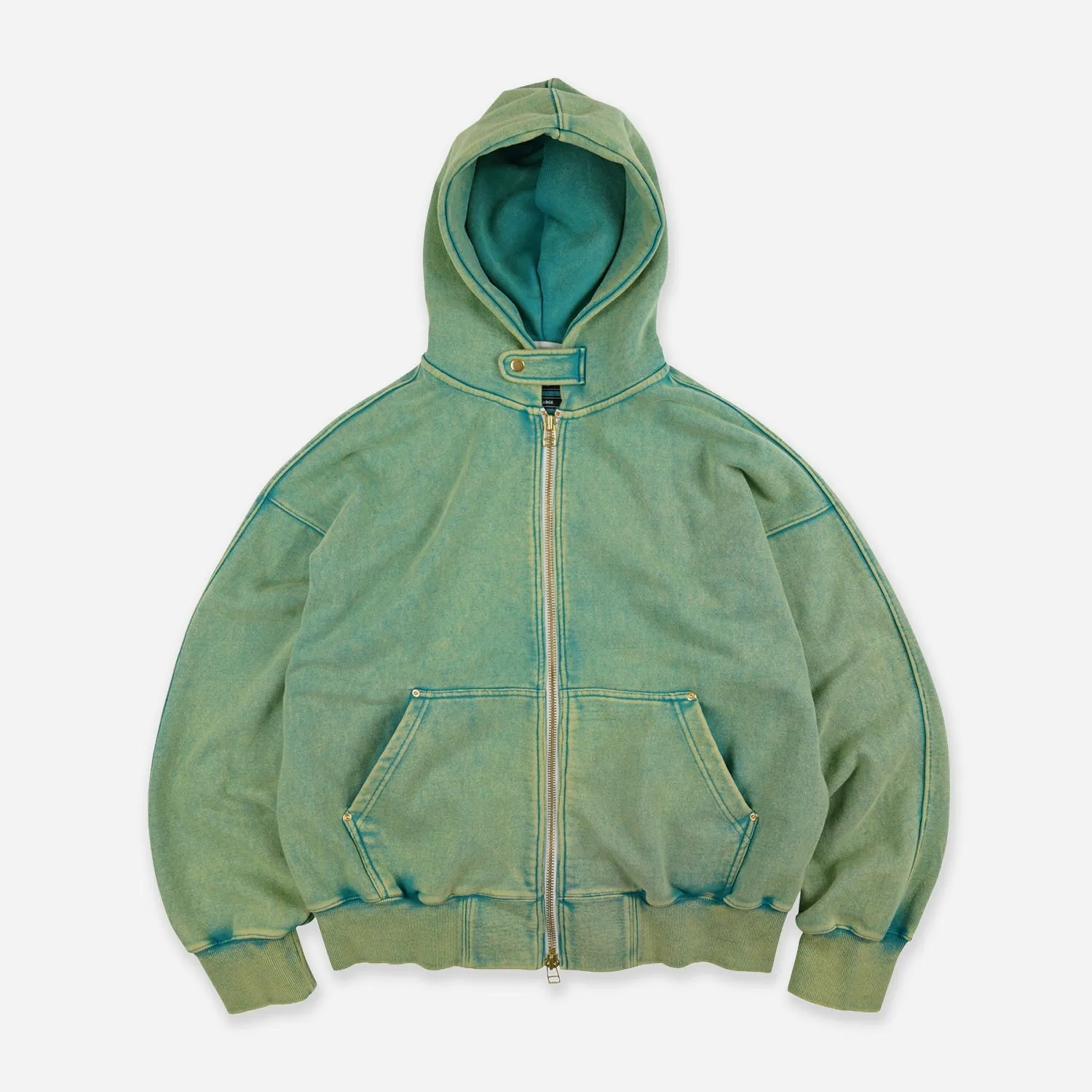 VINTAGE DYEING HOODED ZIP PARKA - TURQUOISE sold by FrizmWORKS