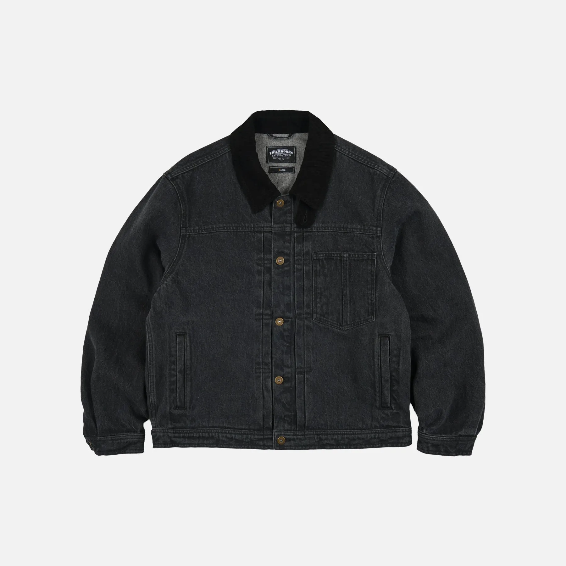 WASHED DENIM TRUCKER JACKET - BLACK sold by FrizmWORKS